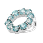 Paraibe Apatite Circle Pendant in Sterling Silver 1.20 Ct.