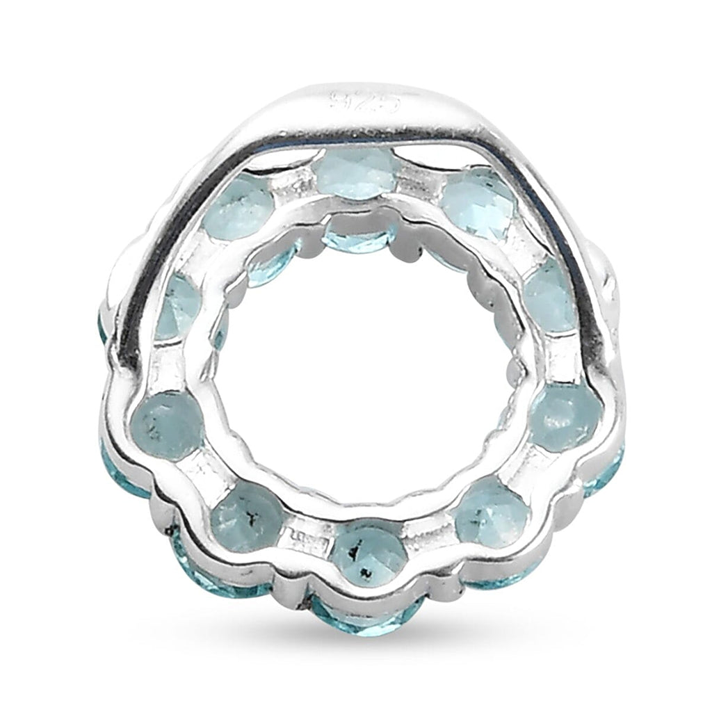 Paraibe Apatite Circle Pendant in Sterling Silver 1.20 Ct.