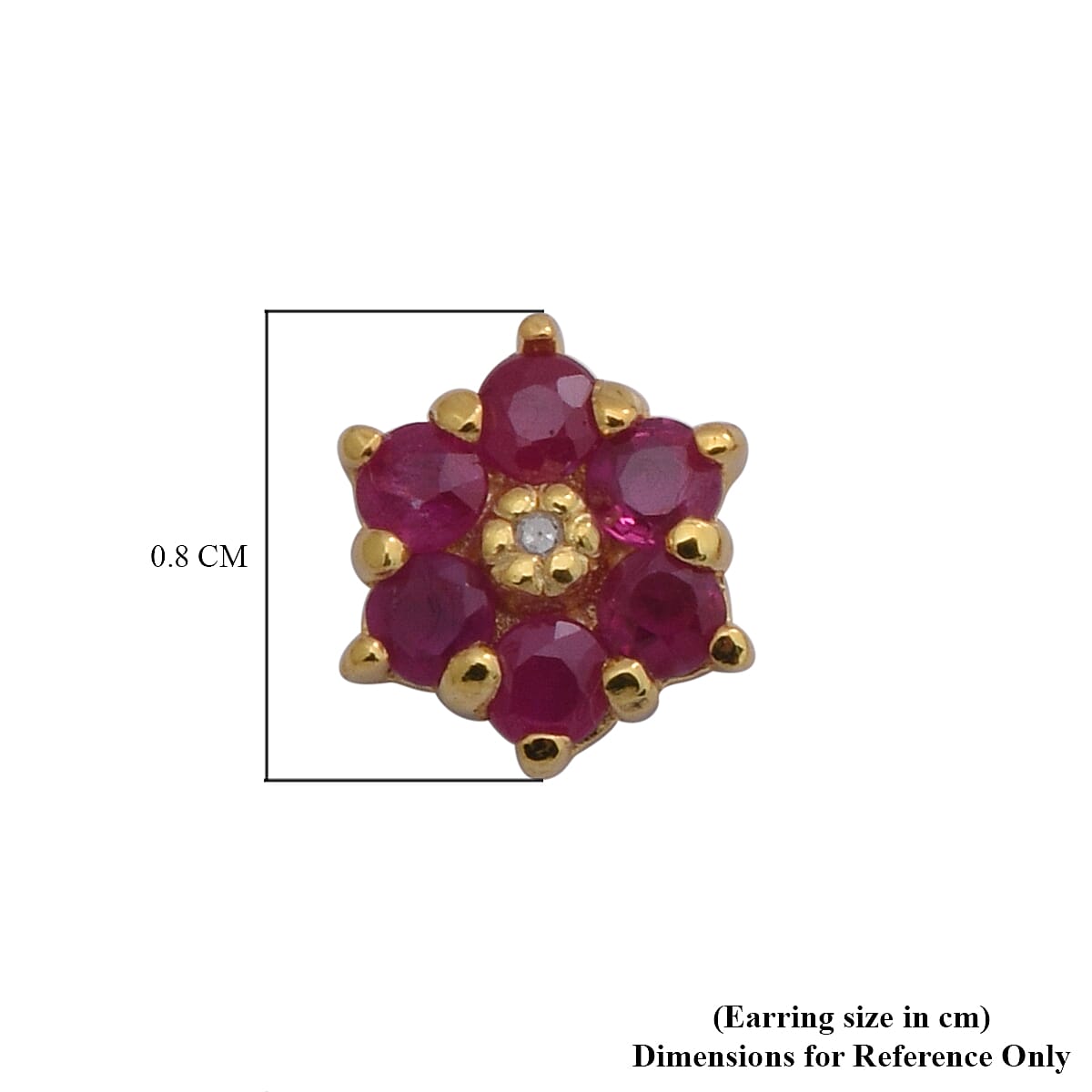 1 Ct. Ruby and Diamond Floral Stud Earrings in Yellow Gold Plated Sterling Silver 6886004 3