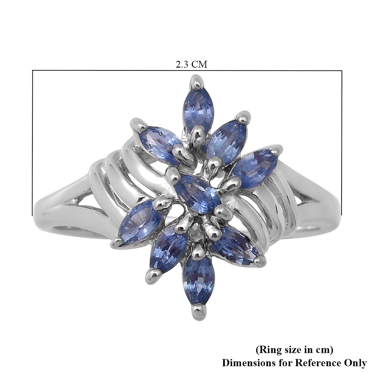 1 Ct. Ceylon Sapphire Floral Ring in Rhodium Plated Sterling Silver 7593264 4