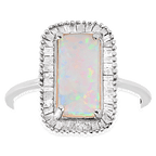 AAA Ethiopian Welo Opal and Diamond Halo Ring in Platinum Overlay Sterling Silver 2.22 Ct.