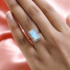 AAA Ethiopian Welo Opal and Diamond Halo Ring in Platinum Overlay Sterling Silver 2.22 Ct.