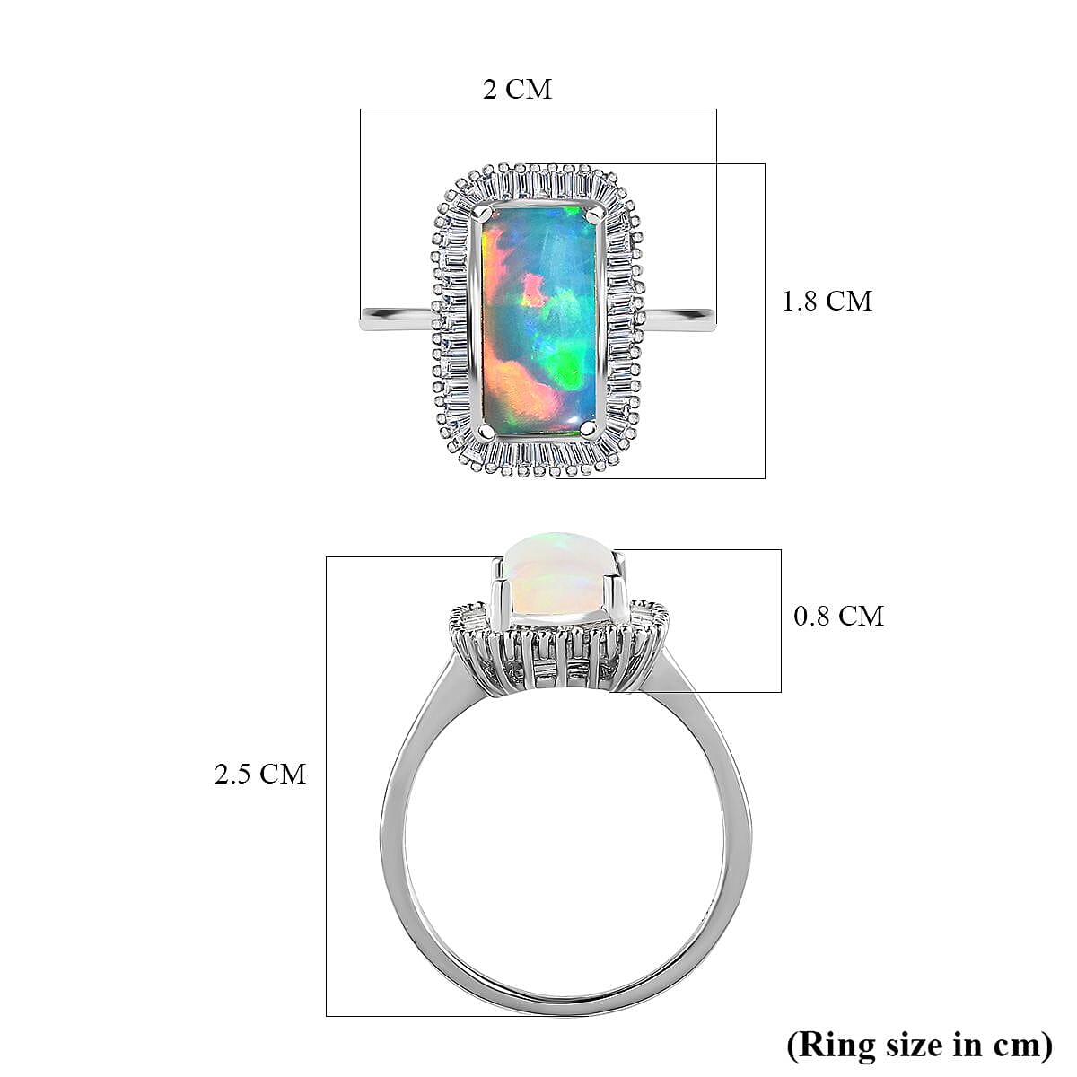 AAA Ethiopian Welo Opal and Diamond Halo Ring in Platinum Overlay Sterling Silver 2.22 Ct. 3828679 10