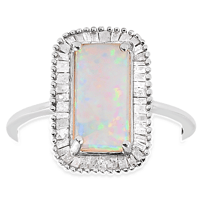 AAA Ethiopian Welo Opal and Diamond Halo Ring in Platinum Overlay Sterling Silver 2.22 Ct. 3828679 12