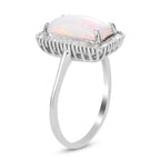 AAA Ethiopian Welo Opal and Diamond Halo Ring in Platinum Overlay Sterling Silver 2.22 Ct.