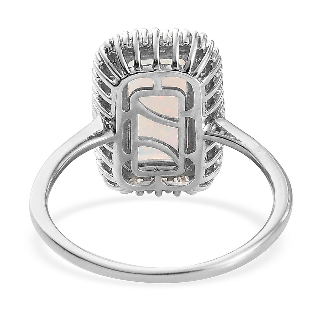 AAA Ethiopian Welo Opal and Diamond Halo Ring in Platinum Overlay Sterling Silver 2.22 Ct.