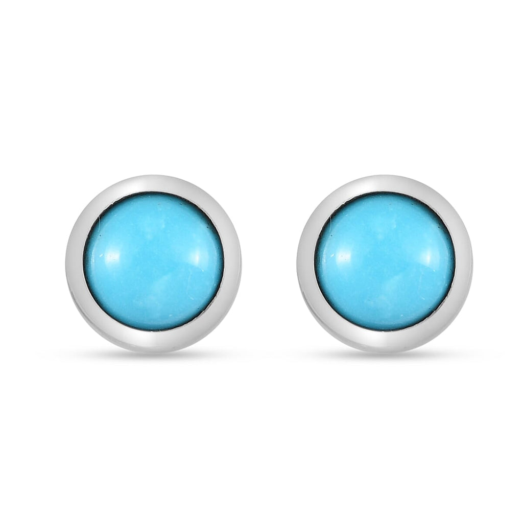 Arizona Sleeping Beauty Turquoise Stud Earrings in Platinum Overlay Sterling Silver