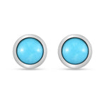 Arizona Sleeping Beauty Turquoise Stud Earrings in Platinum Overlay Sterling Silver