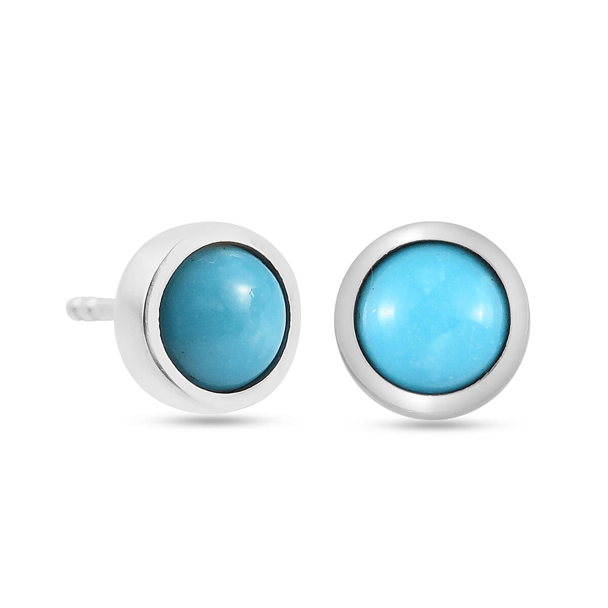 1 Ct. Sleeping Beauty Turquoise Solitaire Stud Earrings in Platinum Plated Sterling Silver 3755593 4