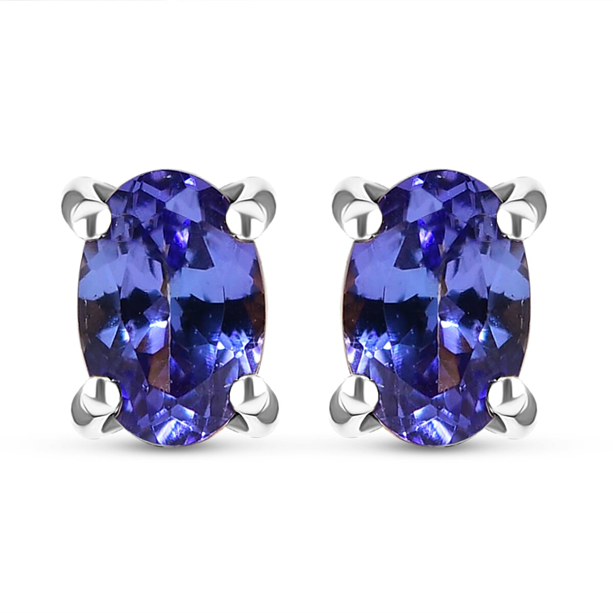 1 Ct. Tanzanite Solitaire Earrings in Platinum Plated Sterling Silver 3753623 0
