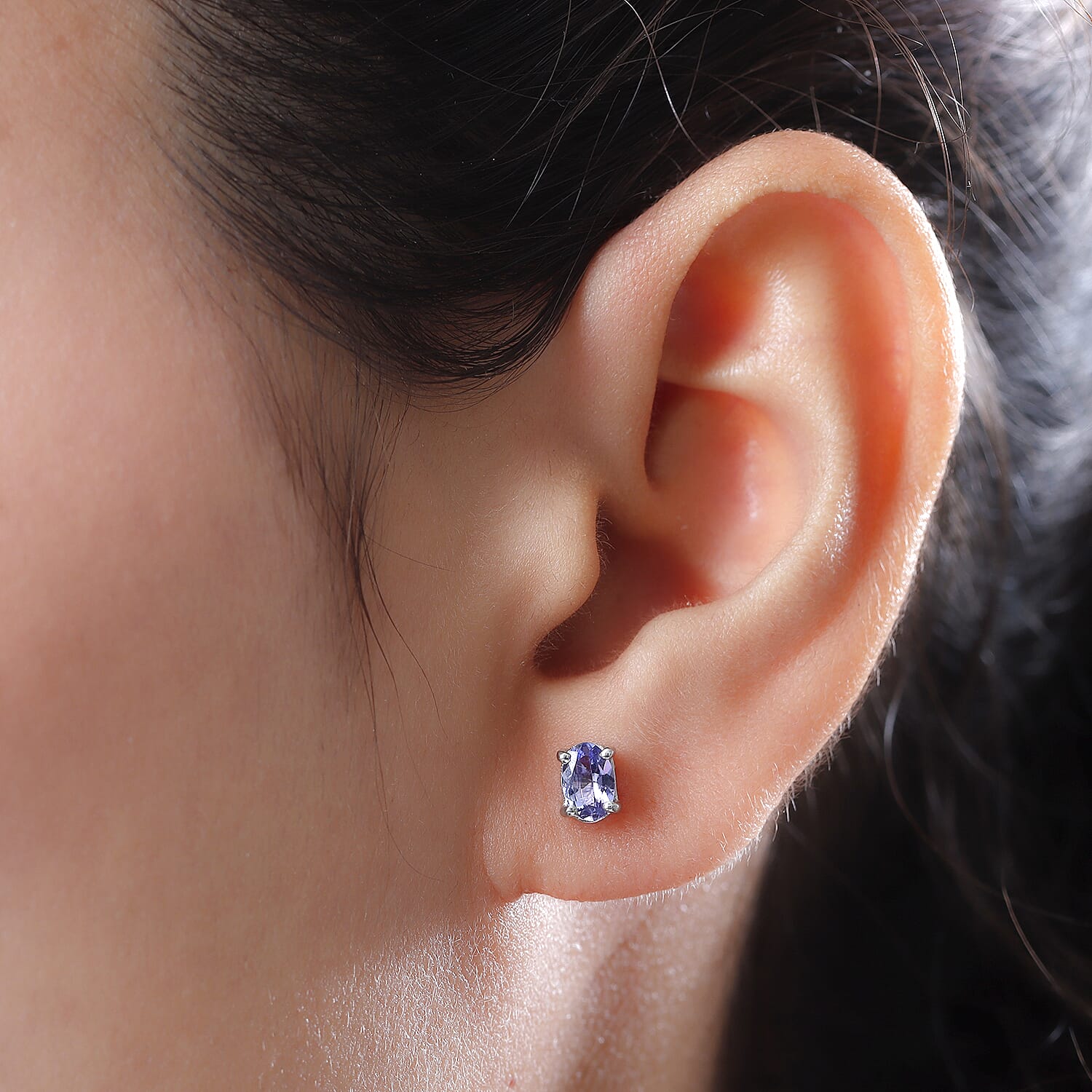 1 Ct. Tanzanite Solitaire Earrings in Platinum Plated Sterling Silver 3753623 3