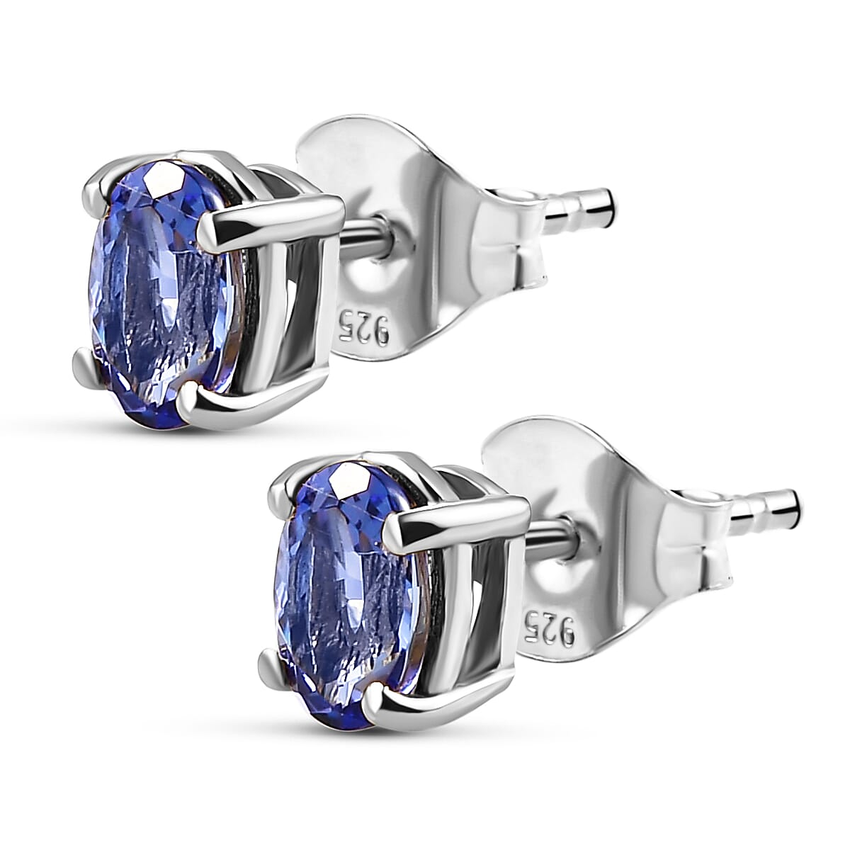 1 Ct. Tanzanite Solitaire Earrings in Platinum Plated Sterling Silver 3753623 4
