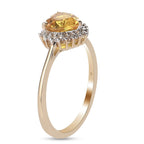 9K Yellow Gold AA Yellow Sapphire and Diamond Ring 1.02 Ct.