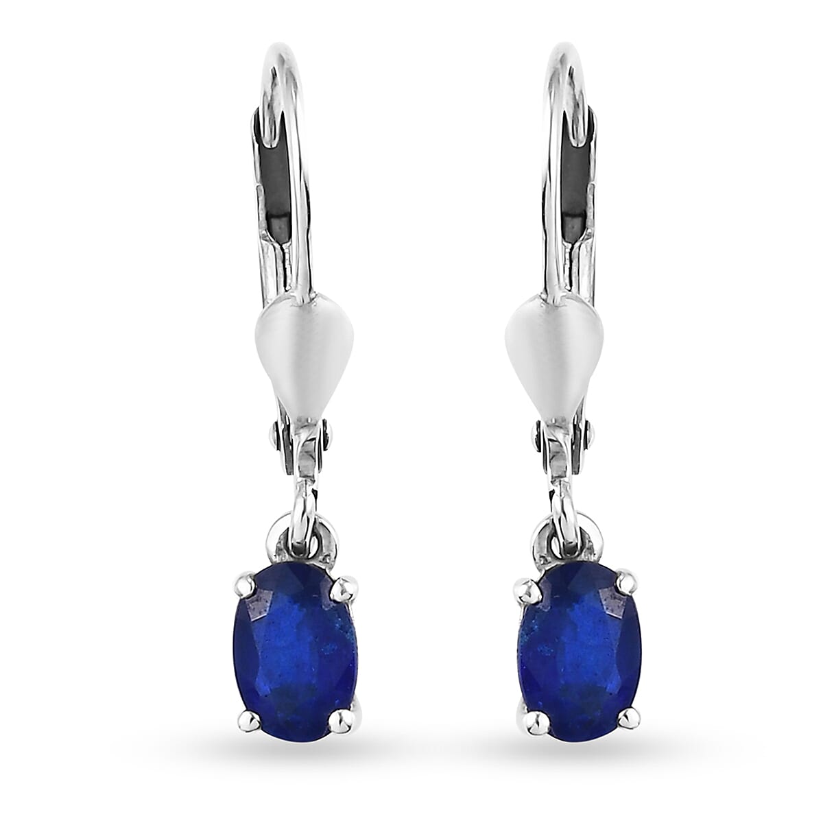 1.03 Carat Blue Spinel Solitaire Drop Earrings in Platinum Plated Sterling Silver 7603356 0