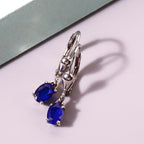 Blue Spinel Lever Back Earrings in Platinum Overlay Sterling Silver 0.87 Ct.