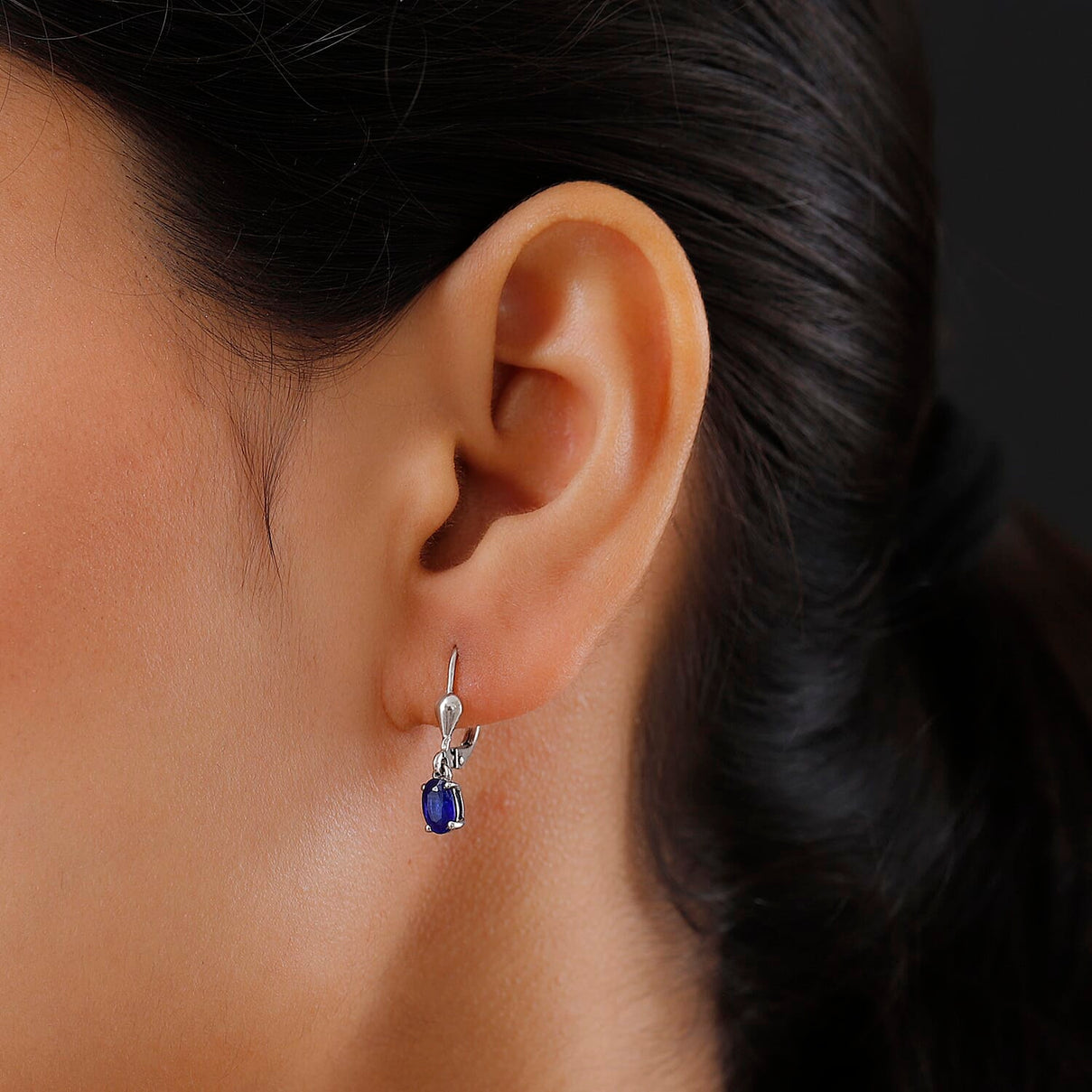 1.03 Carat Blue Spinel Solitaire Drop Earrings in Platinum Plated Sterling Silver 7603356 3