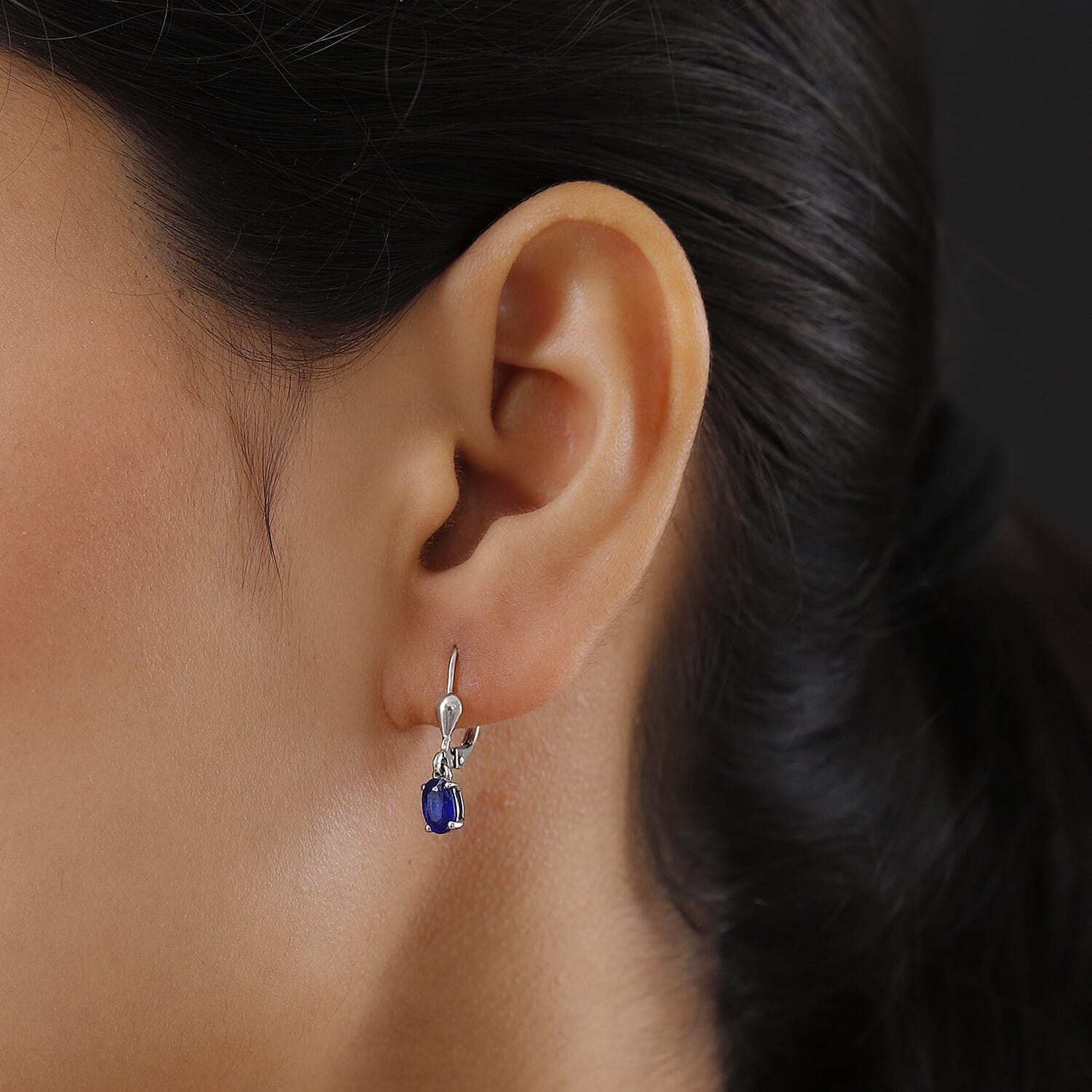 1.03 Carat Blue Spinel Solitaire Drop Earrings in Platinum Plated Sterling Silver 7603356 3