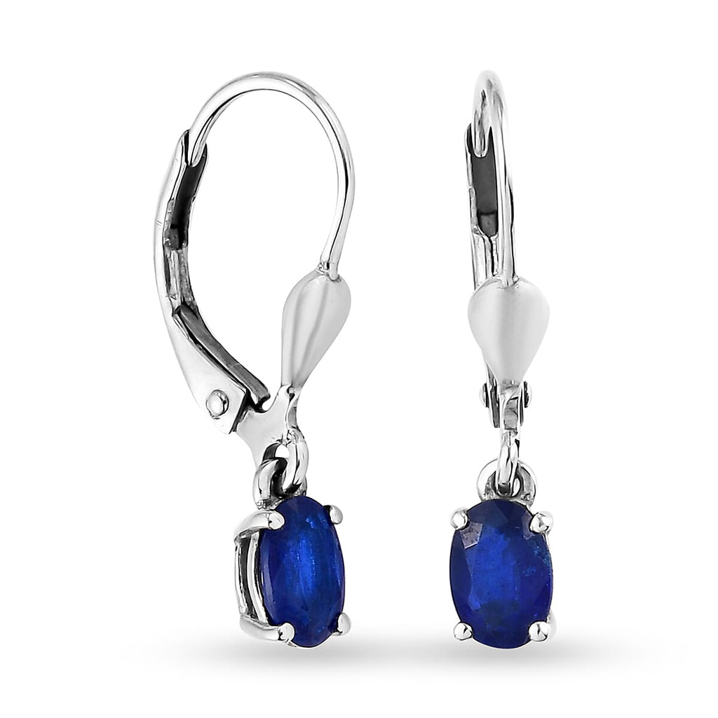 Blue Spinel Lever Back Earrings in Platinum Overlay Sterling Silver 0.87 Ct.