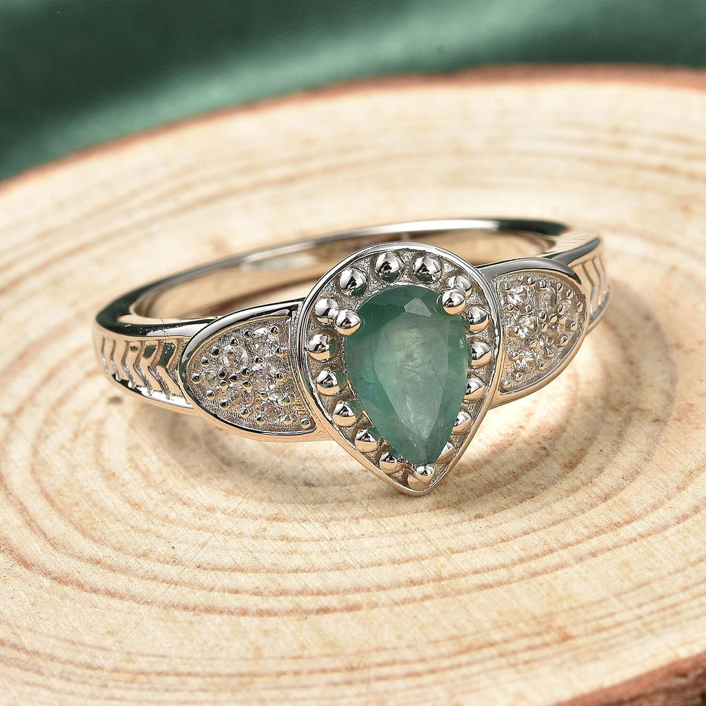 Grandidierite and Natural Cambodian Zircon Ring in Rhodium Overlay Sterling Silver 1.04 Ct.