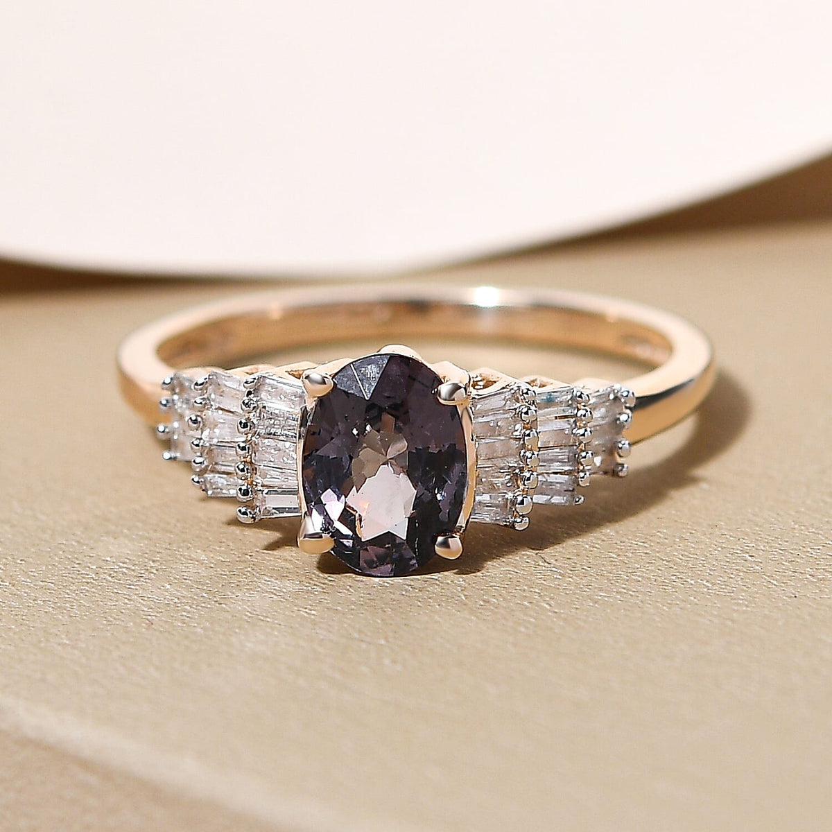 1.05 Ct. 9K Yellow Gold AA Grey Spinel and Diamond Ring 8858882 2