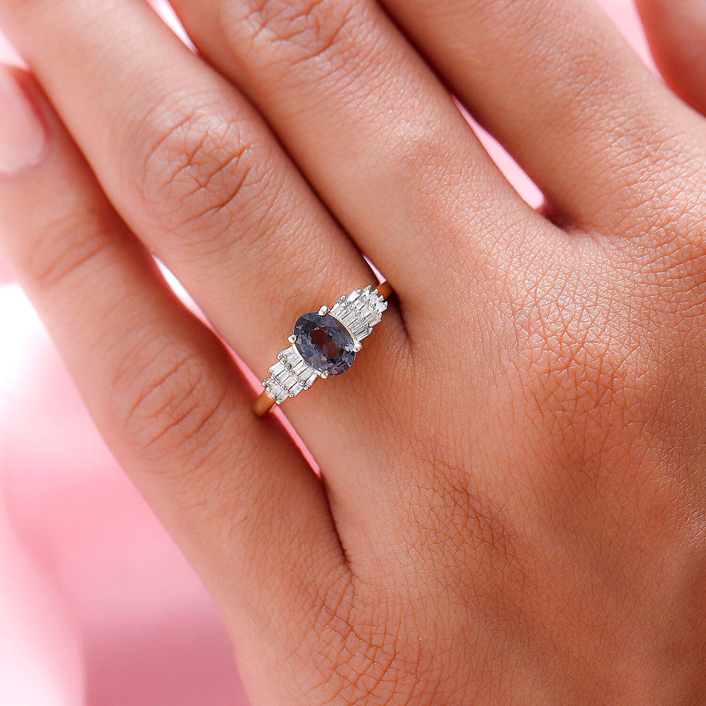 9K Yellow Gold Platinum Spinel and Diamond Ring 1.05 Ct.
