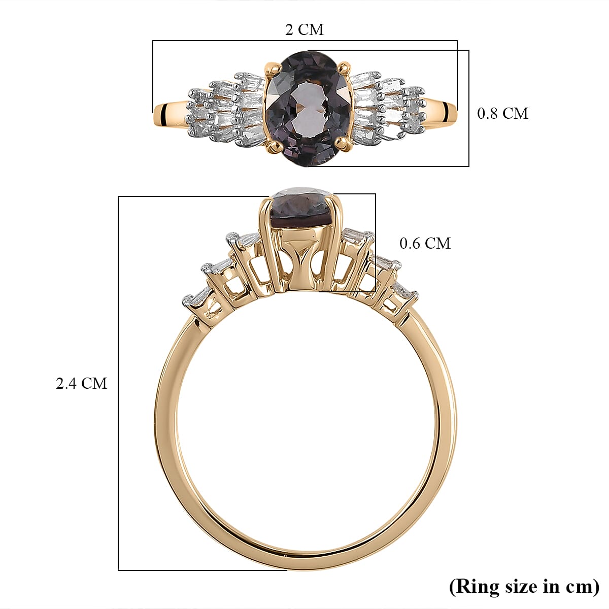 1.05 Ct. 9K Yellow Gold AA Grey Spinel and Diamond Ring 8858882 6