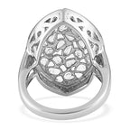 Artisan Crafted Polki Diamond Ring in Platinum Overlay Sterling Silver 1.05 Ct, Silver Wt 6.10 Gms
