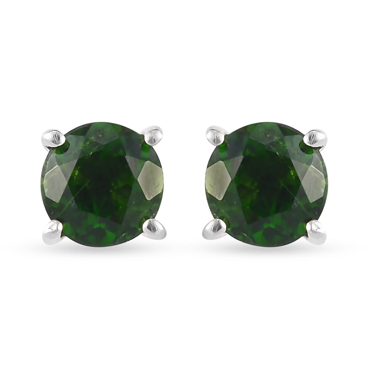 1.05 Ct. Chrome Diopside Solitaire Stud Earrings in Platinum Plated Sterling Silver 3815284 0