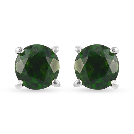 1.05 Ct. Chrome Diopside Solitaire Stud Earrings in Platinum Plated Sterling Silver 3815284 1