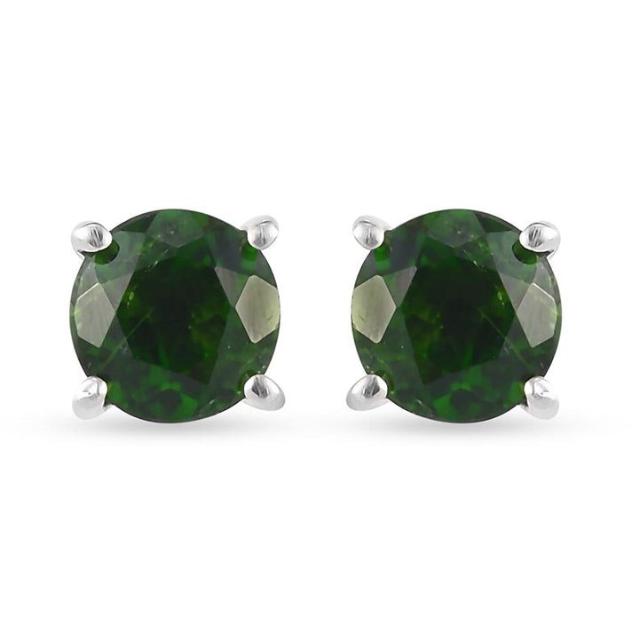 1.05 Ct. Chrome Diopside Solitaire Stud Earrings in Platinum Plated Sterling Silver 3815284 1