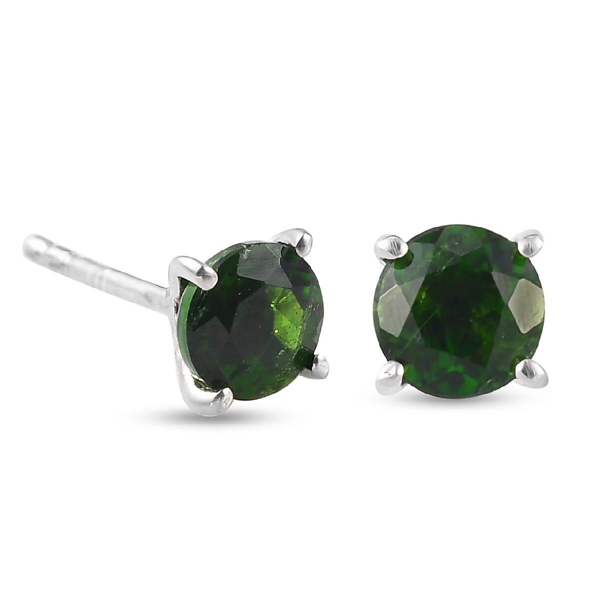 1.05 Ct. Chrome Diopside Solitaire Stud Earrings in Platinum Plated Sterling Silver 3815284 4