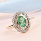 9K Yellow Gold Premium Santa Terezinha and Diamond Double Halo Ring 1.00 Ct.