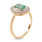 9K Yellow Gold Premium Santa Terezinha and Diamond Double Halo Ring 1.00 Ct.