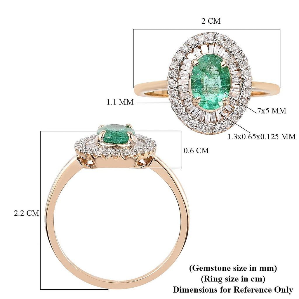 9K Yellow Gold Premium Santa Terezinha and Diamond Double Halo Ring 1.00 Ct.