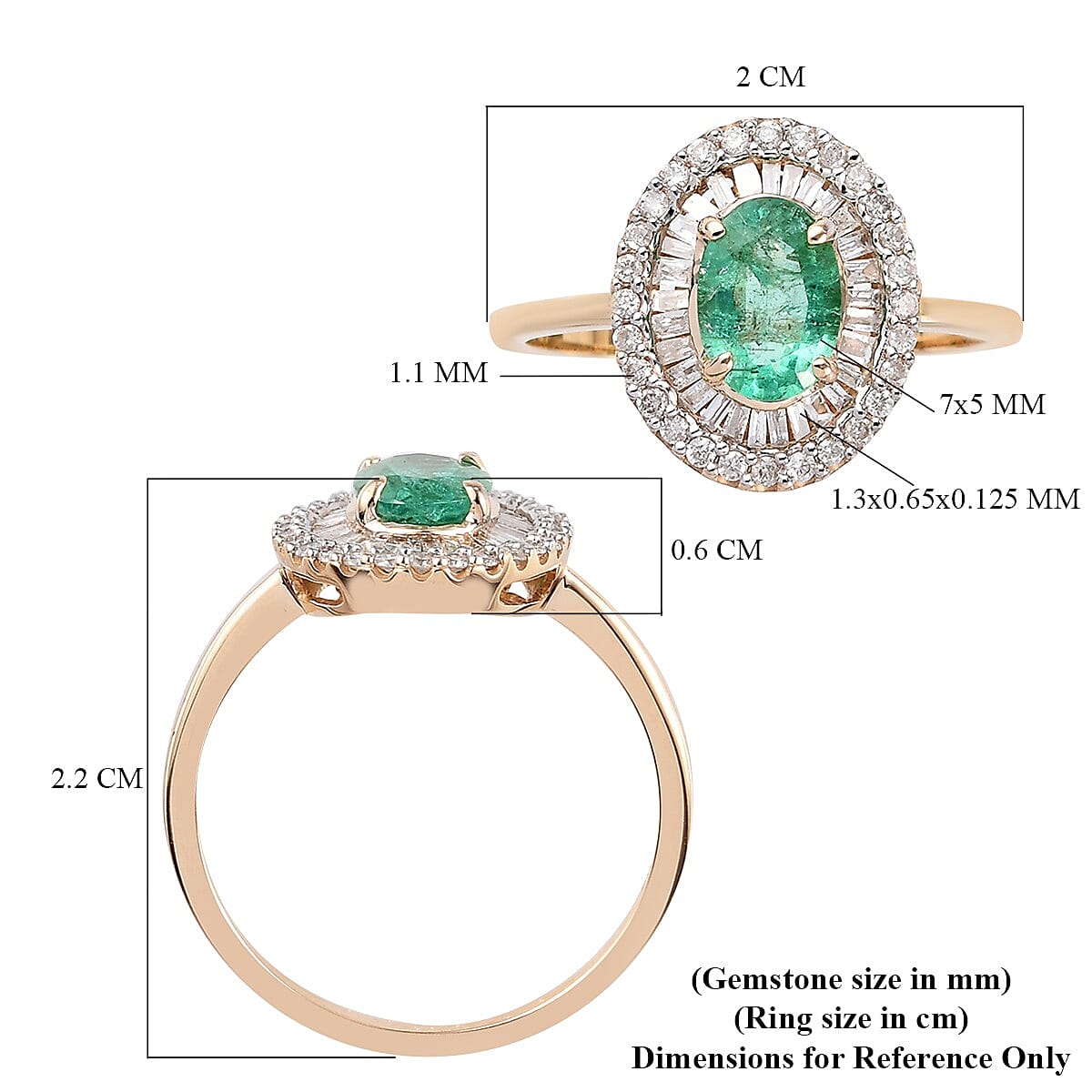 1.05 Ct. Emerald and White Diamond Double Halo Ring in 9K Yellow Gold 3821244 6