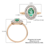 9K Yellow Gold Premium Santa Terezinha and Diamond Double Halo Ring 1.00 Ct.