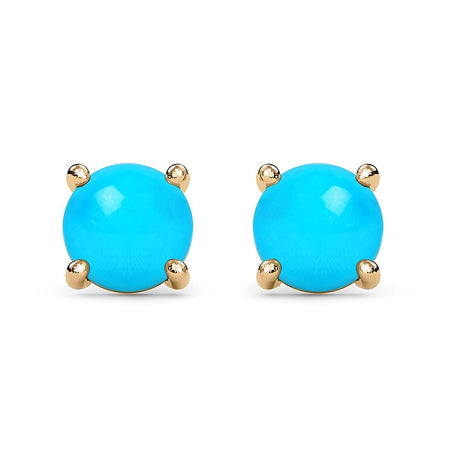 1.05 Ct. Sleeping Beauty Turquoise Solitaire Earrings in 14K Gold Plated Sterling Silver 3817897 1