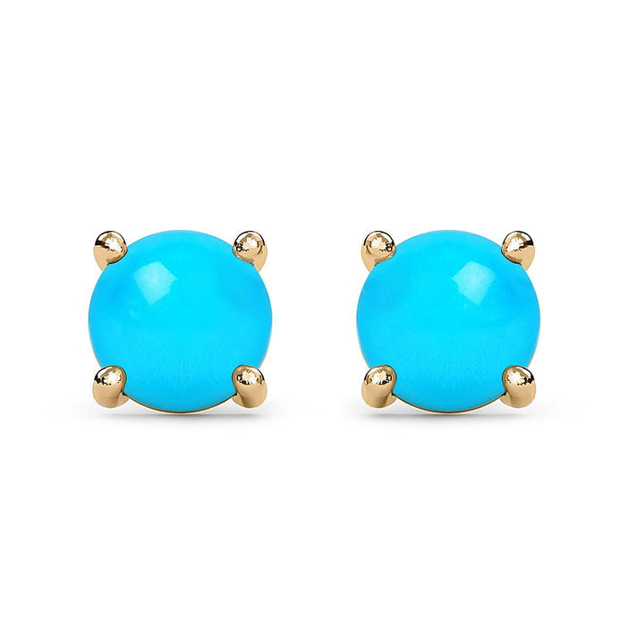 1.05 Ct. Sleeping Beauty Turquoise Solitaire Earrings in 14K Gold Plated Sterling Silver 3817897 1