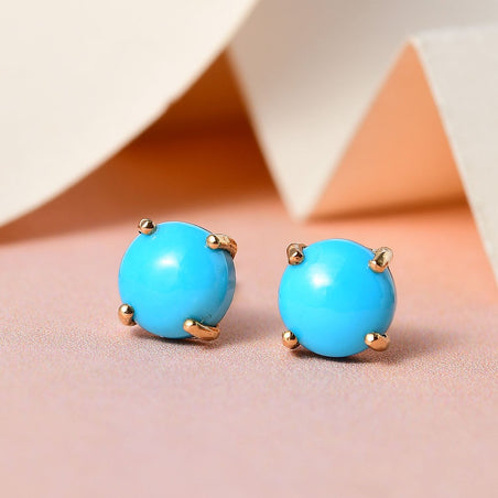 1.05 Ct. Sleeping Beauty Turquoise Solitaire Earrings in 14K Gold Plated Sterling Silver 3817897 2