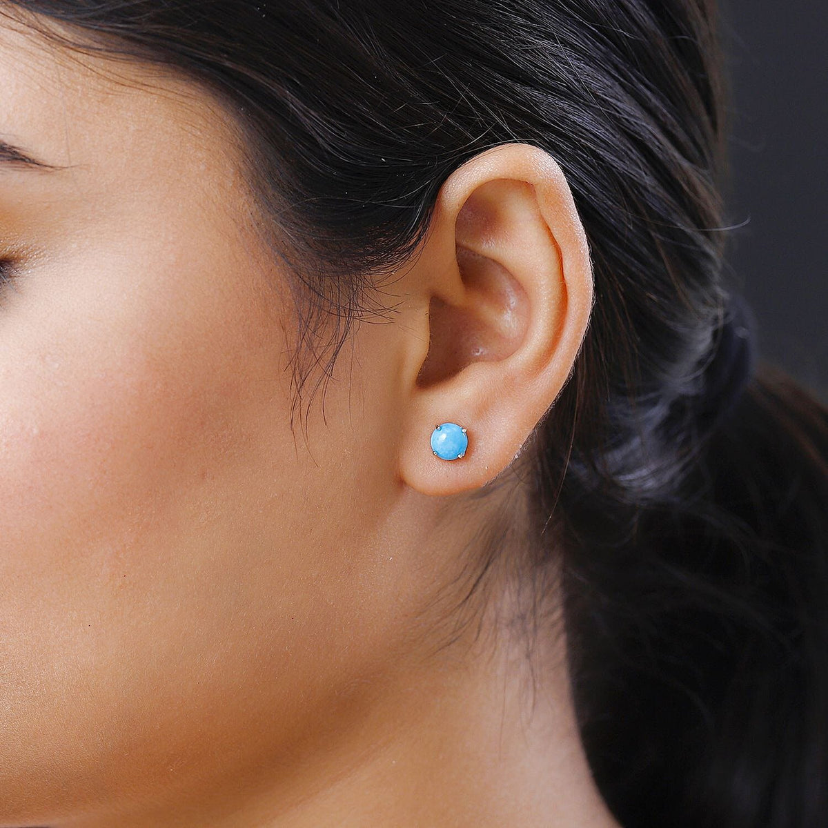 1.05 Ct. Sleeping Beauty Turquoise Solitaire Earrings in Platinum Plated Sterling Silver 3817898 3