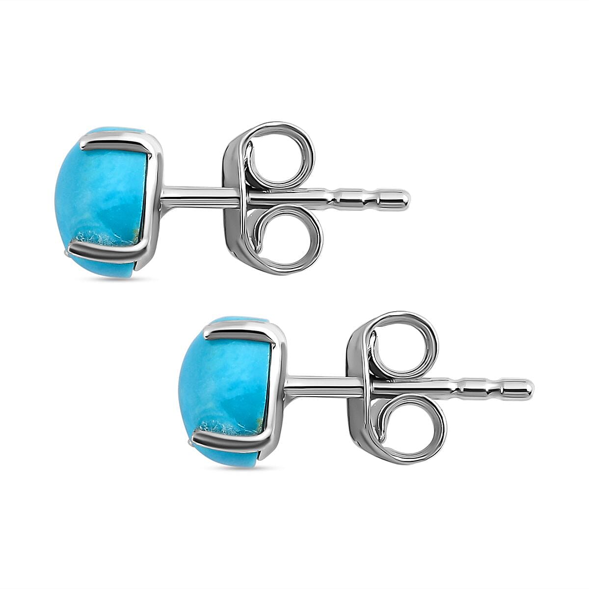 1.05 Ct. Sleeping Beauty Turquoise Solitaire Earrings in Platinum Plated Sterling Silver 3817898 4