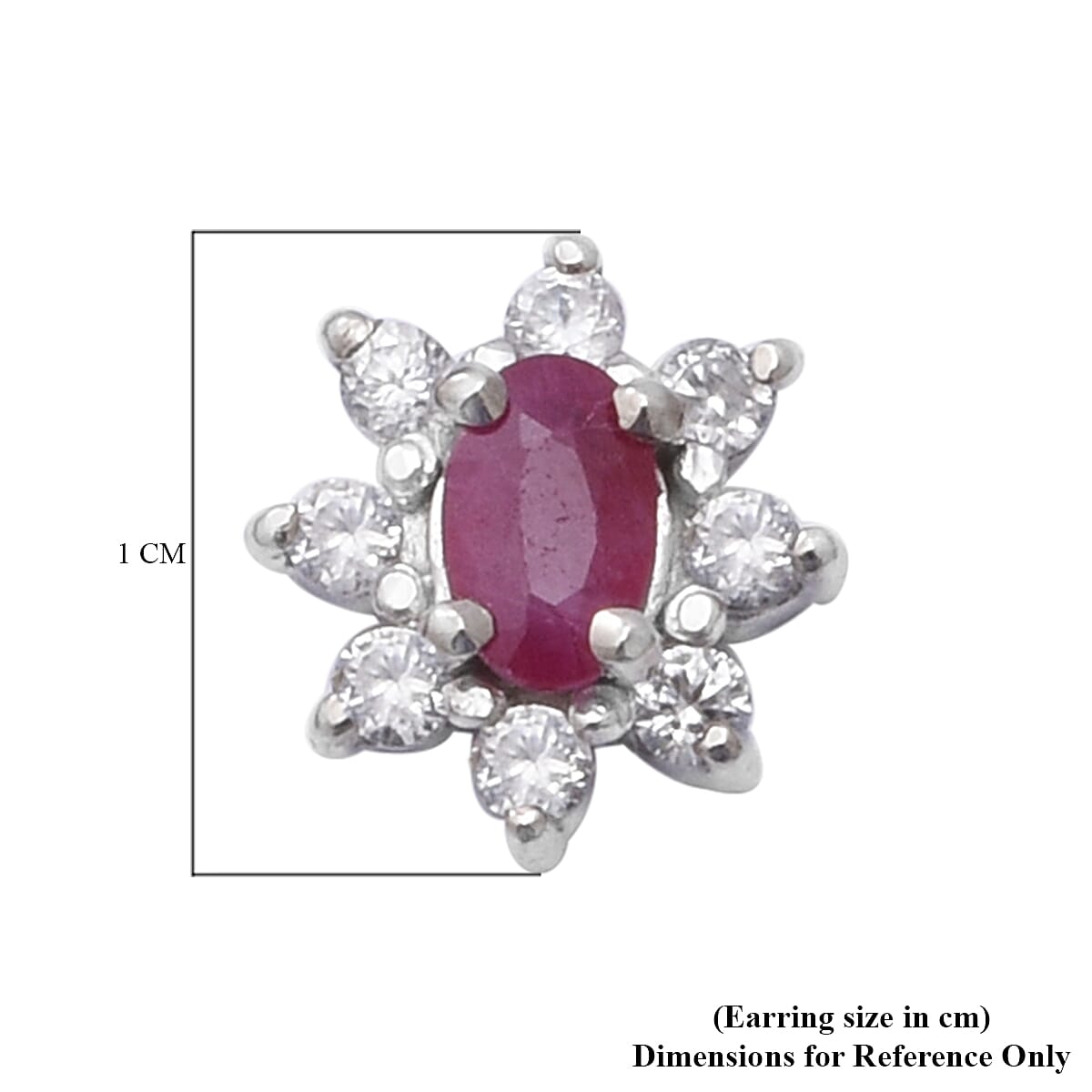 1.06 Ct. Ruby and Natural Cambodian Zircon Halo Earrings in Rhodium Plated Sterling Silver 6347271 3