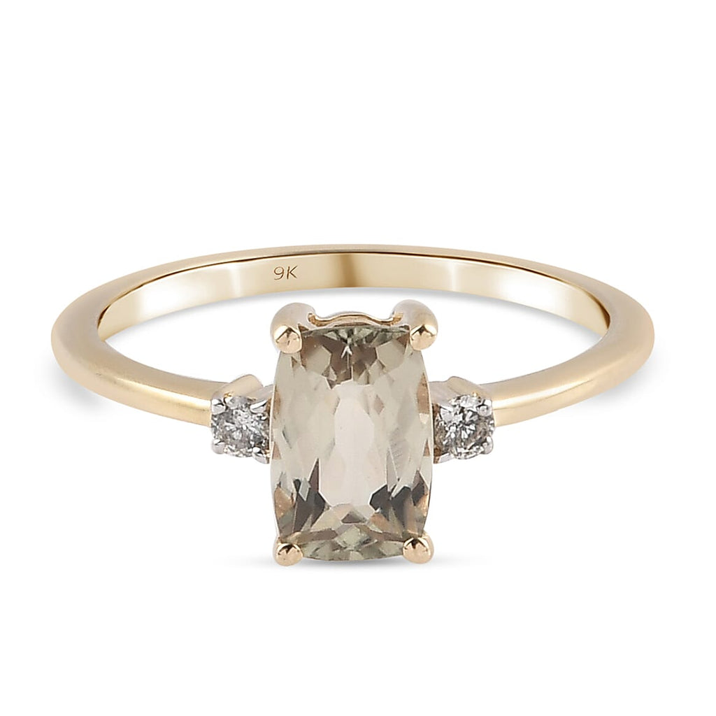 9K Yellow Gold Turkizite and Diamond Ring 1.07 Ct.