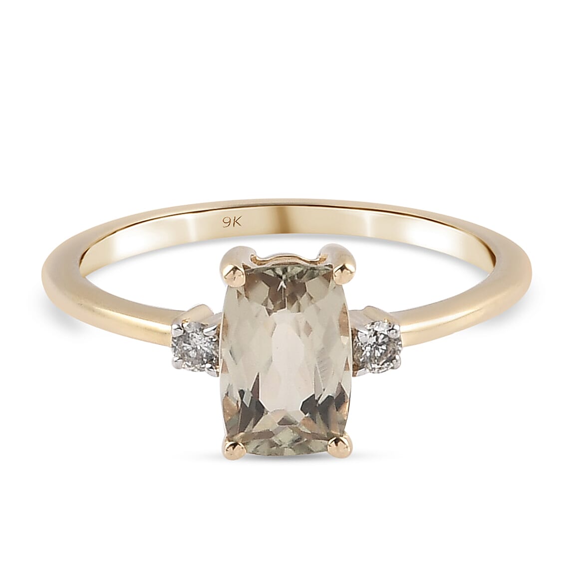 1.07 Ct. AA Diaspore and White Diamond Ring in 9K Yellow Gold 3874529 0