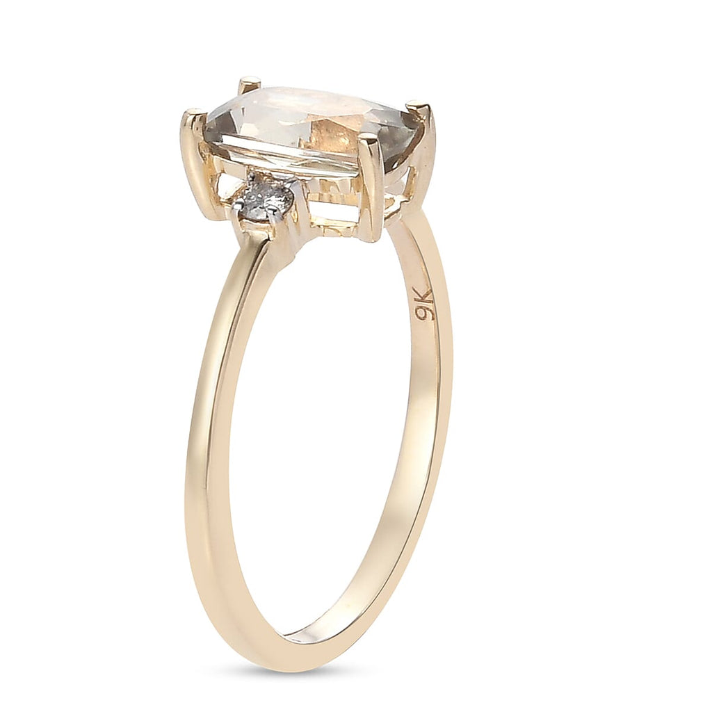 9K Yellow Gold Turkizite and Diamond Ring 1.07 Ct.