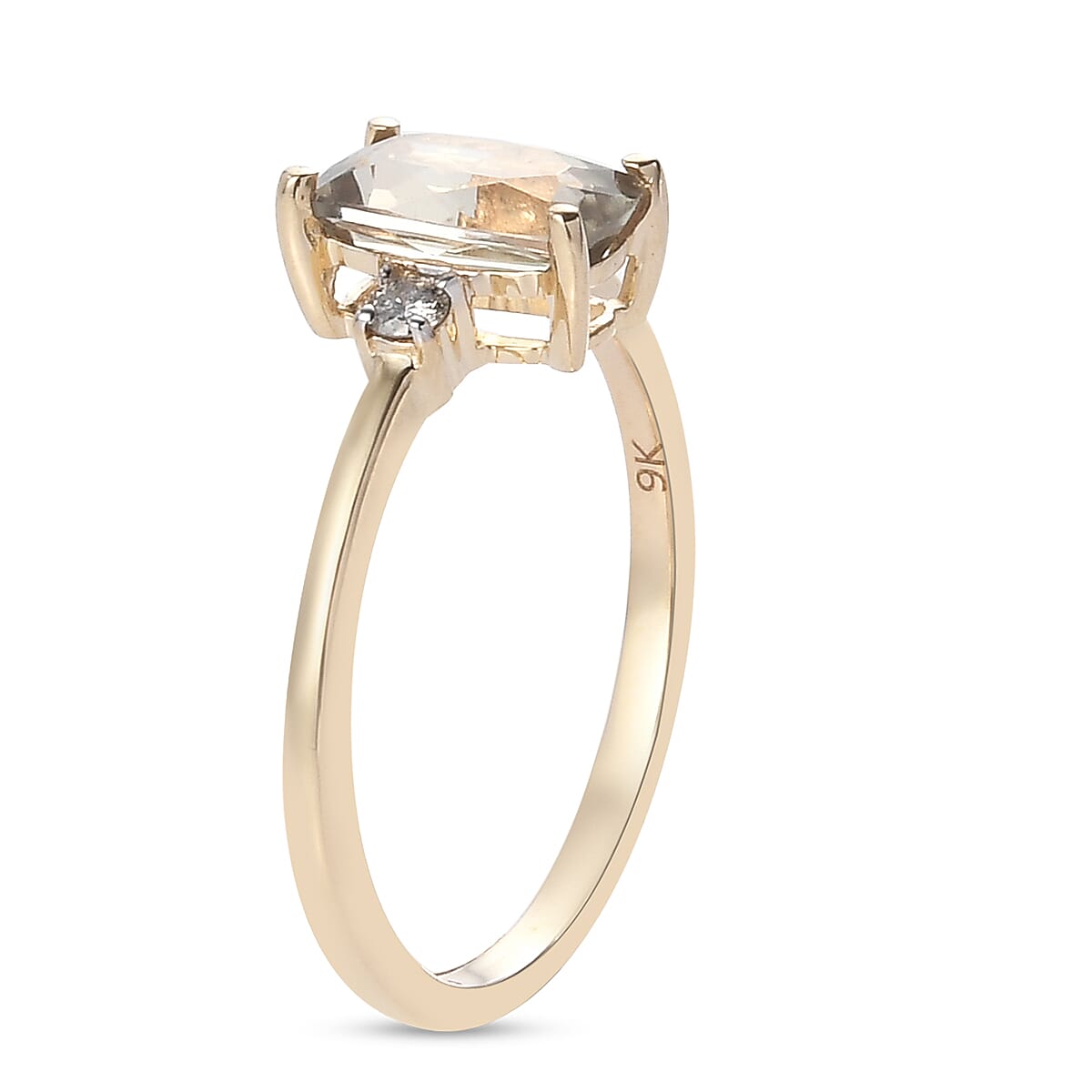 1.07 Ct. AA Diaspore and White Diamond Ring in 9K Yellow Gold 3874529 4