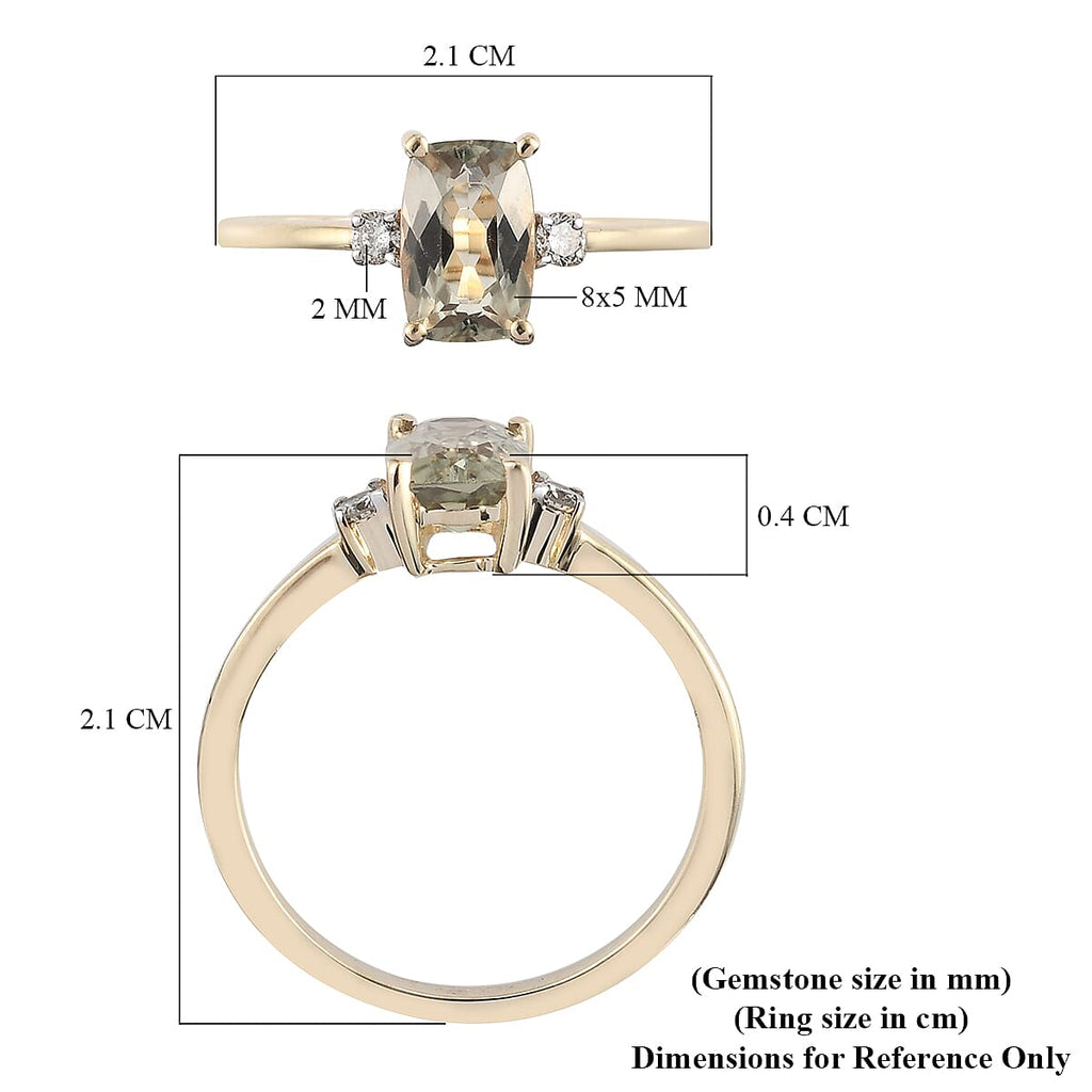 9K Yellow Gold Turkizite and Diamond Ring 1.07 Ct.