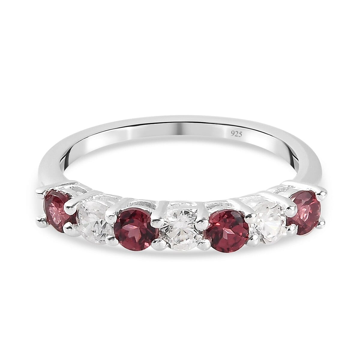 1.07 Ct. Rose Garnet and Natural Cambodian Zircon 7 Stone  Stacking Ring in Sterling Silver 3838414 0