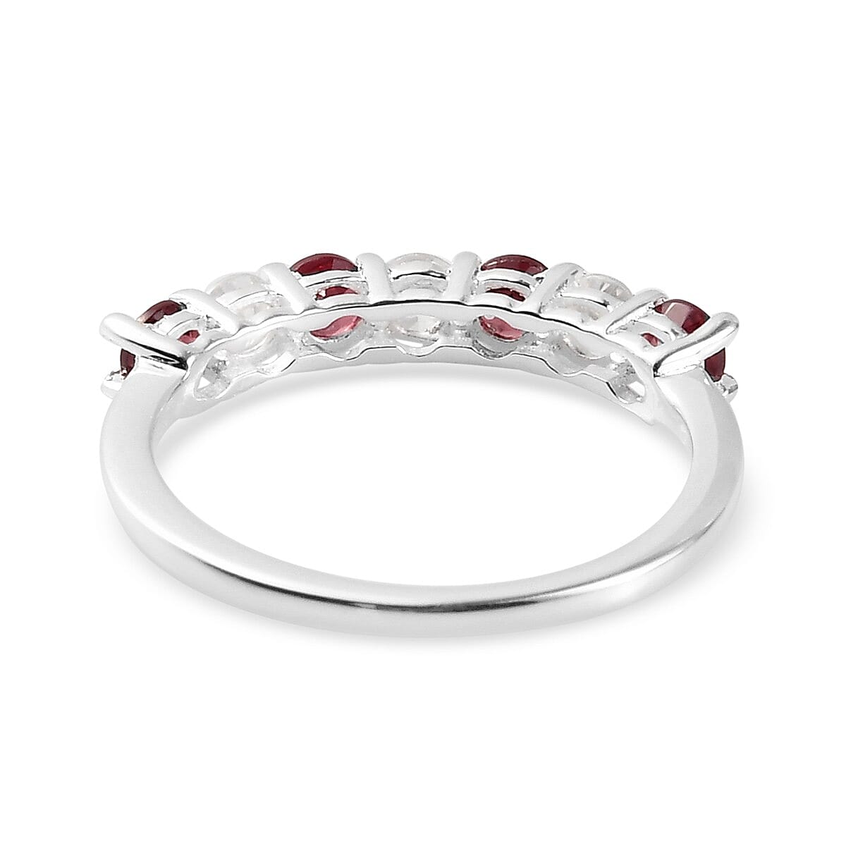1.07 Ct. Rose Garnet and Natural Cambodian Zircon 7 Stone  Stacking Ring in Sterling Silver 3838414 5