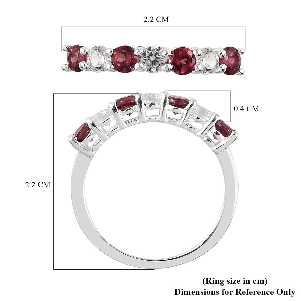 1.07 Ct. Rose Garnet and Natural Cambodian Zircon 7 Stone  Stacking Ring in Sterling Silver 3838414 6